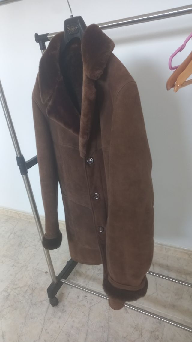 Abrigo piel vuelta marrón vintage