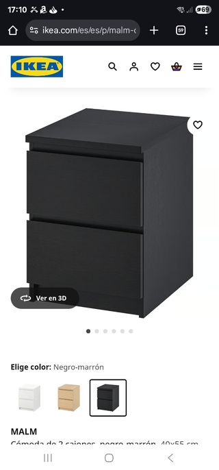 2 comodini MALM con 2 cassetti - Nero