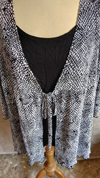 Blusa elegante blanco-negro L