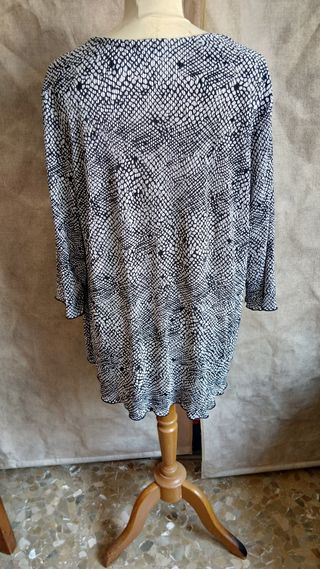 Blusa elegante blanco-negro L