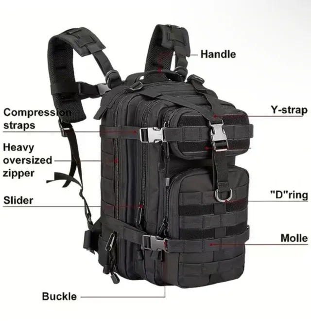 Mochila táctica negra - Equipaje mano