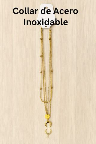 Collar Luna Acero Inoxidable Dorado 