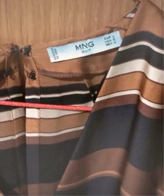 Vestido Mango rayas marrón-negro