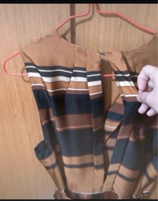 Vestido Mango rayas marrón-negro