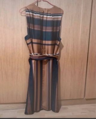 Vestido Mango rayas marrón-negro