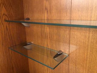 Estantes cristal con soportes acero inoxidable