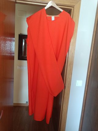 Disfraz monje budista naranja y peluca calva
