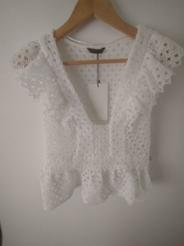 Top Zara blanco Talla S