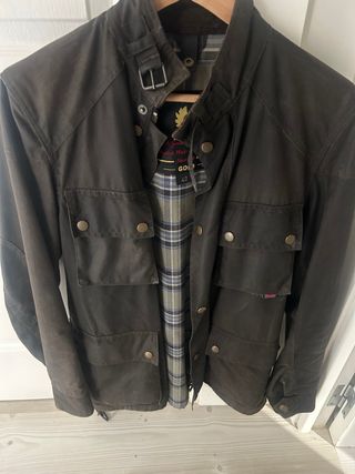 Cazadora Belstaff encerada marrón, talla L, unisex
