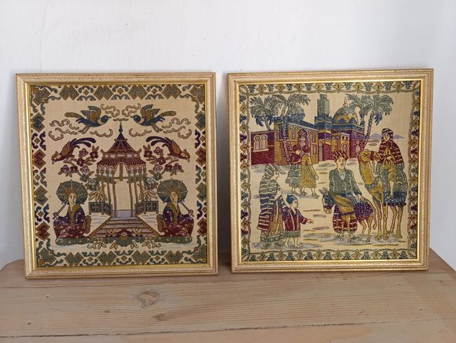 Cuadros bordados con hilo de seda