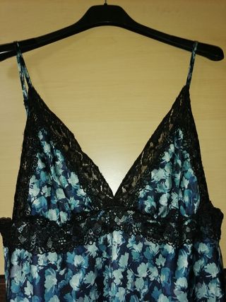 Camisón corto floral azul