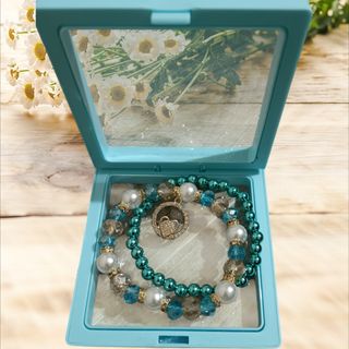 Set 2 braccialetti turchese e bianco