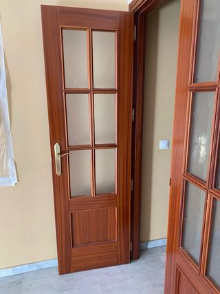 Puerta doble cristalera madera