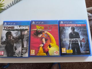 Juegos ps4 Tomb Raider, Dragon Ball Z, Uncharted 4
