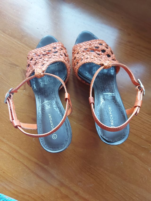 Sandálias Salto Alto Pele - Laranja