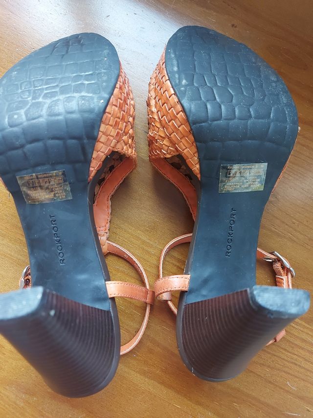 Sandálias Salto Alto Pele - Laranja