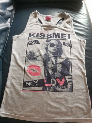 Camiseta tirantes gris mujer