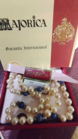 Collar Majorica - Perlas Blancas y Azules 42 cm.