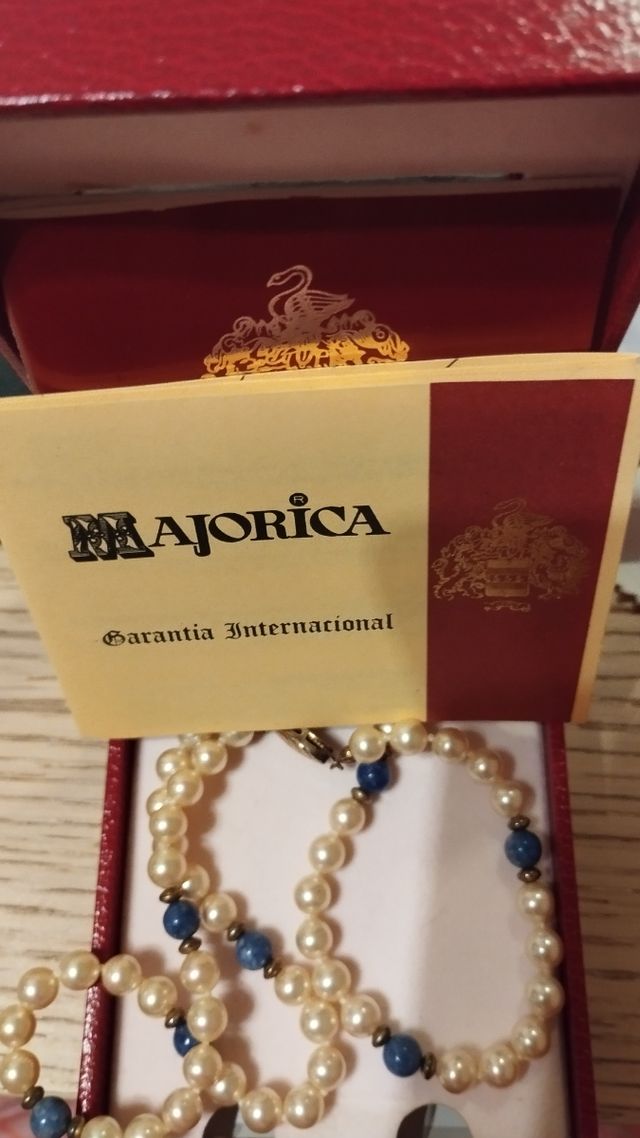 Collar Majorica - Perlas Blancas y Azules 42 cm.