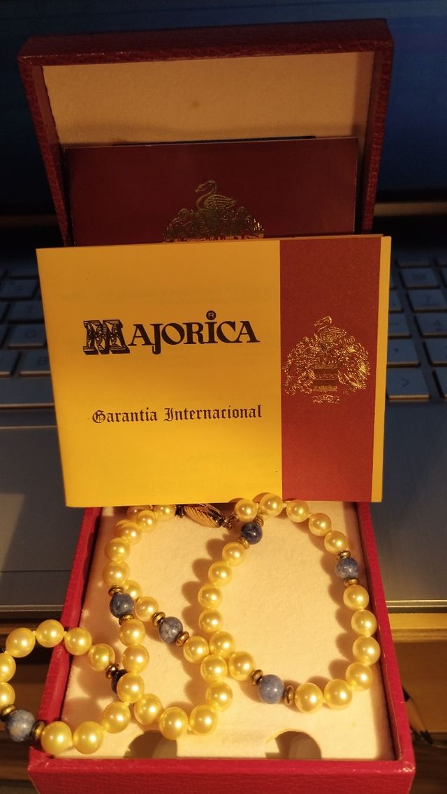 Collar Majorica - Perlas Blancas y Azules 42 cm.