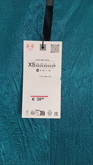 Vestido Zara XS Teal - Nuevo