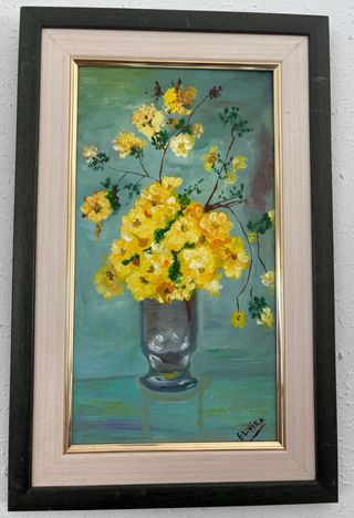 Cuadro al óleo flores amarillas