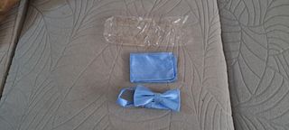 Pajarita y pañuelo azul marino