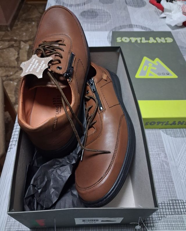 Nuevos! Zapatos Hombre Marrón Piel