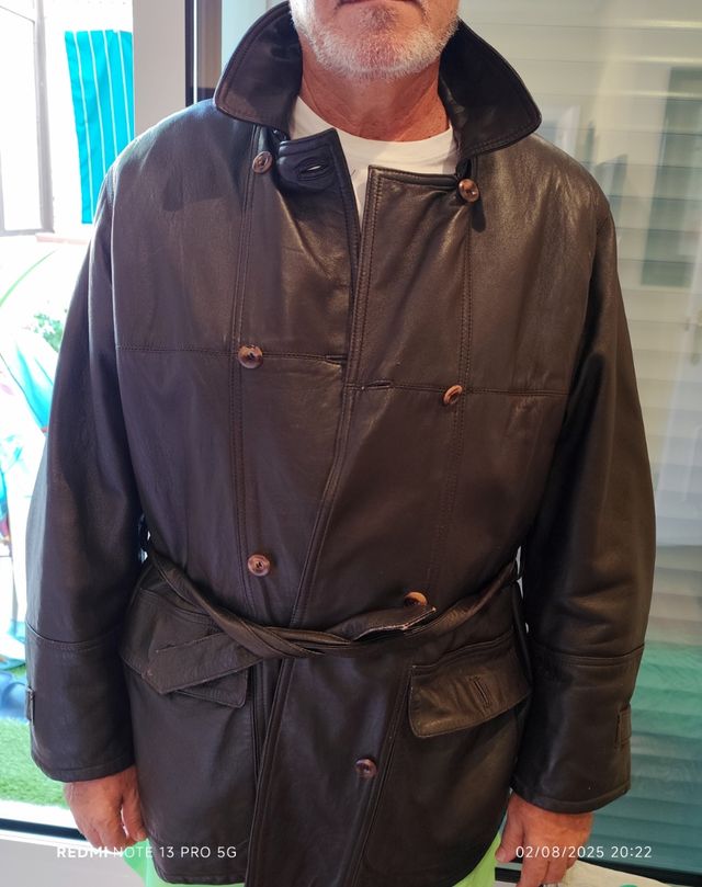Cazadora piel marrón oscuro 3/4