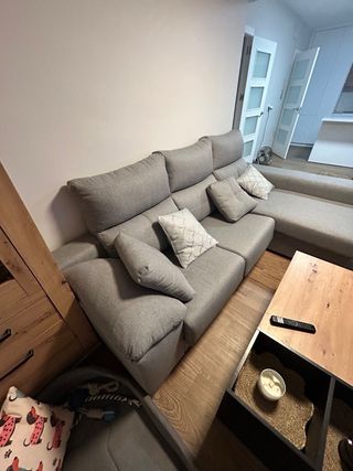 Sofá chaise longue 3 plazas gris