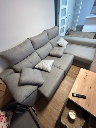 Sofá chaise longue 3 plazas gris