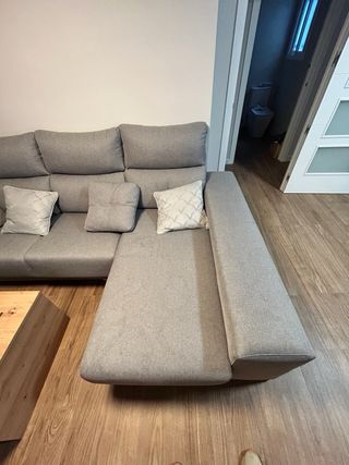 Sofá chaise longue 3 plazas gris