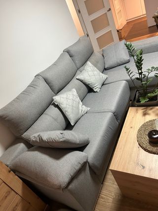 Sofá chaise longue 3 plazas gris