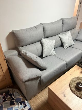 Sofá chaise longue 3 plazas gris