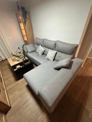 Sofá chaise longue 3 plazas gris