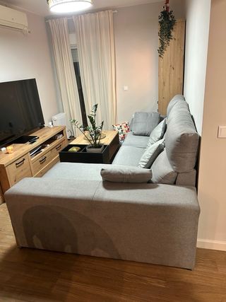 Sofá chaise longue 3 plazas gris