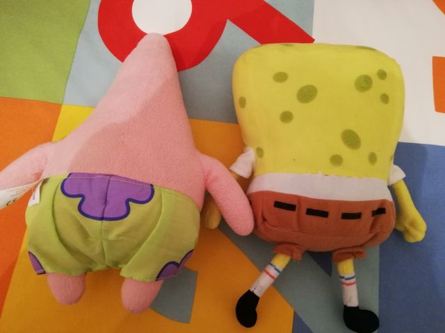 2 Peluches Bob Esponja y Patricio