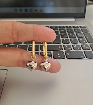 Pendientes corazón plata bicolor