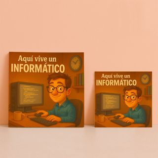 Aquí vive un informático, azulejo cerámica