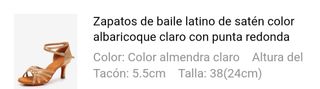 Zapatos baile latino beige talla 38