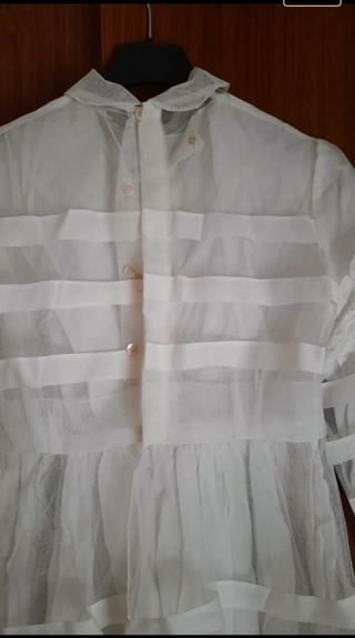 Abito Comunione bambina in tulle con cuffietta