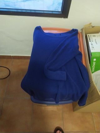 Jersey azul manga larga