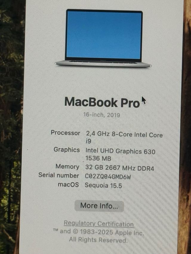 MacBook Pro 19 32GB 1TB i9