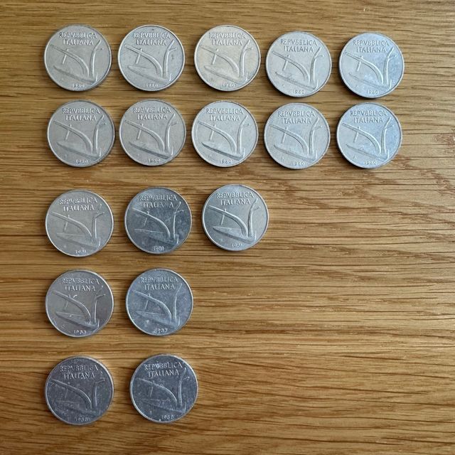 Lotto 17 Monete Italia 10 Lire Spiga anni '80