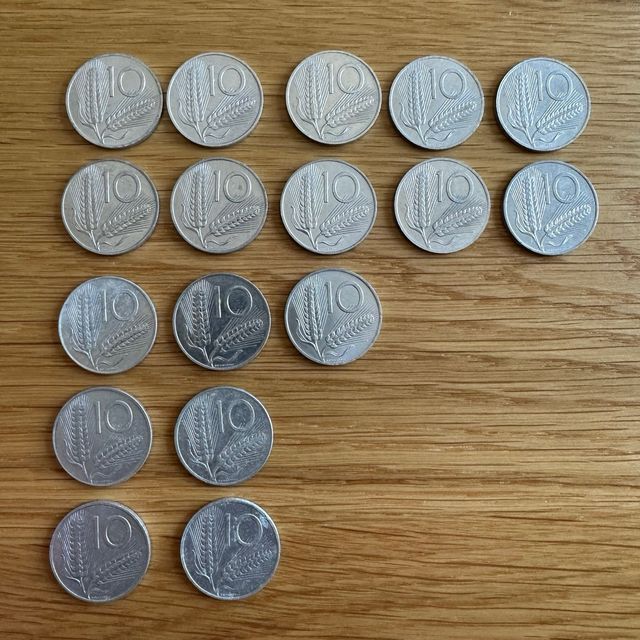 Lotto 17 Monete Italia 10 Lire Spiga anni '80