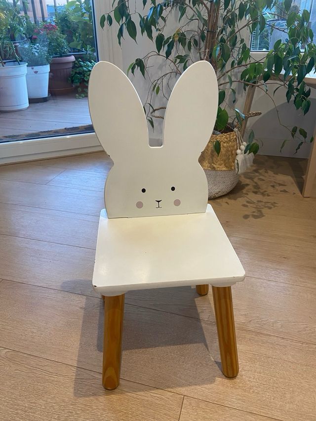 Silla conejo infantil madera