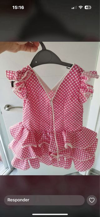 Traje gitana niña Marisol rosa talla 9m 1año y med