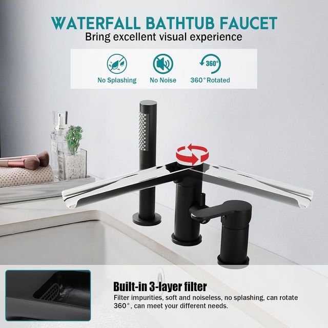 Grifo cascada bañera negro (NUEVO)