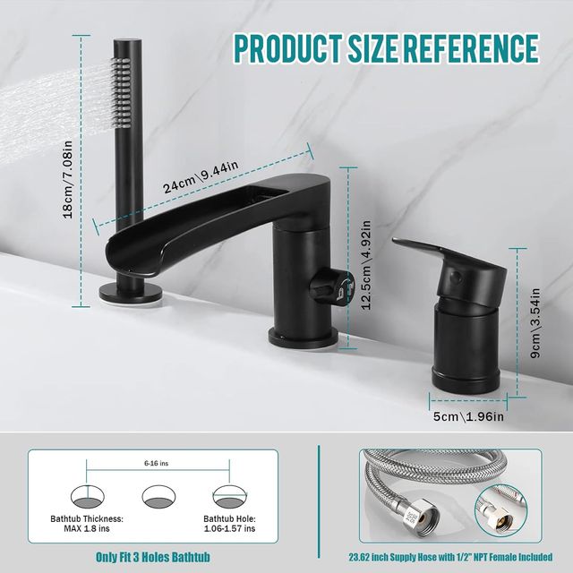 Grifo cascada bañera negro (NUEVO)