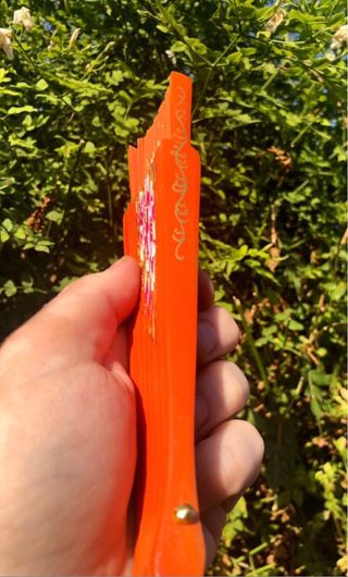 Abanico pintado a mano - Naranja